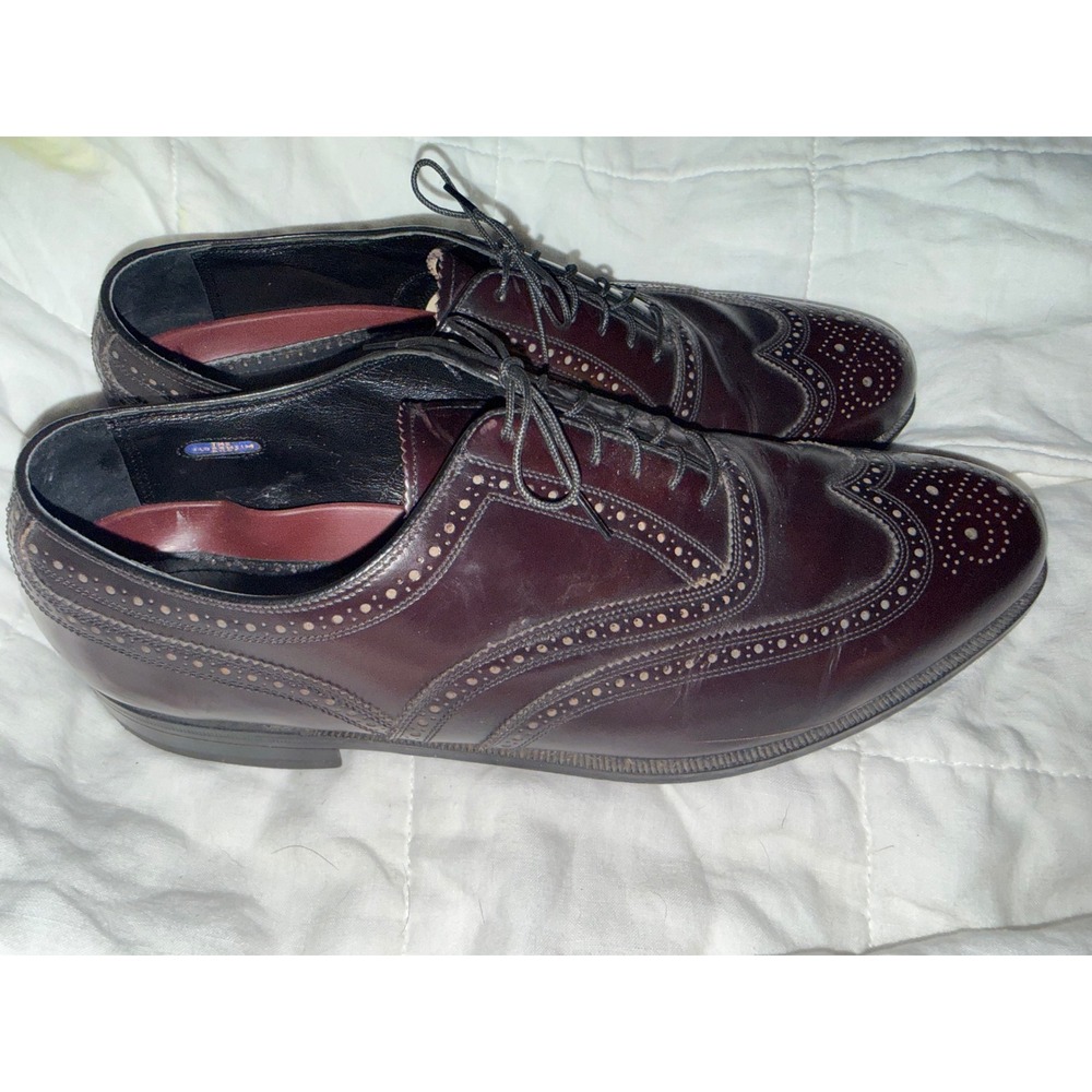 Florsheim Imperial Mens Burgundy Leather Wingtip Oxfords Shoes 12 3E 537778
